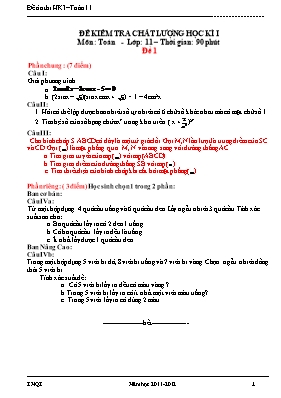 5 Đề ôn thi HKI Toán 11
